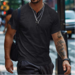 Vasariniai balti juodi vyri&scaron;ki mar&scaron;kinėliai su vienspalviais sagomis ir sportiniais polo mar&scaron;kinėliais su apykakle S juoda