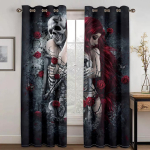 Prabangus Modernus Seksualus Skeletas Grožis Punk Juodas Tamsinantis Miegamojo Virtuvės Langų Užuolaidų Rinkinys Svetainei 2 Vnt Nemokamas Pristatymas 135W165H(CM)53x65in&Grommet Top