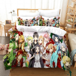 Auk&scaron;tos kokybės 3D skaitmeniniu būdu atspausdintas Sword Art Online ra&scaron;to antklodės užvalkalas su pagalvės užvalkalu, patalynės komplektas, anime lovos komplektas, miegamojo dekoras AU Single 140x210cm