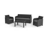 Salon de jardin - en r&eacute;sine imitation rotin tress&eacute; - Allibert by KETER - 5 personnes - SanRemo - Gris graphite