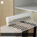 I&scaron;traukiamas teleskopinis kelnių laikiklis spintai: Daugiafunkcinis stumdomas laikymo stalčius buitiniam naudojimui. Matte White F36L