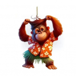 Orangutano pakabukas galinio vaizdo veidrodėlio dekoras su virvele Lengvai pakabinamas 2D gyvūno pakabinamas papuo&scaron;imas Automobilio salono ornamentas oranžinė