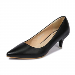 Eleganti&scaron;ki moteri&scaron;ki juodi vidutinio auk&scaron;čio kulniukai, smailianosiai stiletto, dirbtinės odos vir&scaron;us, guminis padas, lengvi - Dydis 35-43 42 juoda