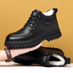 2024 Žieminiai Batai Vyrams Aulinukai Mados Prekės Ženklo Vyri&scaron;ka Avalynė Natūrali Oda &Scaron;iltas Pliu&scaron;as Plok&scaron;čiapadžiai Neslystantys Visi&scaron;kai Juodi D230 39 juoda