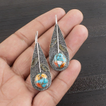 Dygliuotos austrės 925 prabos sidabro auskarai, rankų darbo brangakmenių auskarai, papuo&scaron;alai, dovanos žmonai, visi&scaron;kai nauji auskarai 2.00 Inches įvairiaspalvis