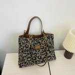 Leopardo dizaino madingi krep&scaron;iai pažastims moterims Universalūs didelės talpos krep&scaron;iai per petį Moteri&scaron;ki pirkėjų krep&scaron;iai Rankinės 35x12x28cm