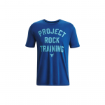 Under Armour Project Rock Grafinis Spaudinys Apvalus Kaklas Trumpomis Rankovėmis Mar&scaron;kinėliai Vyri&scaron;ki Vir&scaron;utiniai Drabužiai Phantom-Blue 1376891-471 XXL