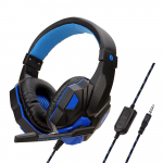 2025 Naujos 3,5 mm laidinės žaidimų ausinės PC žemų dažnių stereo žaidėjų ausinės PS4 Xbox telefonui ne&scaron;iojamam kompiuteriui ausinės &scaron;almas su mikrofonu mėlyna