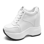 Moteri&scaron;ki ankle boots 2025 m. ruduo Oda Stori batai Moteris Platforma Padidintas auk&scaron;tis Sportbačiai 11CM Storas padas Plei&scaron;tai Balti batai 37 white
