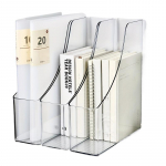 3 vnt. vintažinio stiliaus skaidraus plastiko žurnalų ir dokumentų laikikliai &ndash; puikiai tinka stalui, lentynai, namų ar biuro tvarkingumui