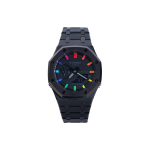CASIO Vyri&scaron;kas skystųjų kristalų, analoginis dvigubo ekrano serijos juodas laikrodis GA-2100-1A1(Watch8--) Full Forged Black Rainbow gray