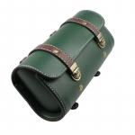 Motociklo balnelio laikymo krep&scaron;ys PU odinis dviračio vairo rankinis įrankių krep&scaron;ys apvalios statinės formos vandeniui atsparus ritininis krep&scaron;ys, &scaron;oninis bagažas žalia