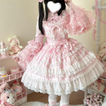 Licaboth Lolita Nėriniai Pūstas Suknelė Gėlėtas Vestuvių Jsk Petne&scaron;ėlės Princesės Suknelės M rožinė