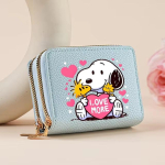 Kawaii Snoopy moteri&scaron;ka trumpa piniginė Animacinis Anime PU odos piniginė Mergaitėms Užtrauktukas Raktų dėklas Monetinė 04 gray