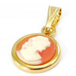 Les Tr&eacute;sors De Lily [F6718] - Pendentif Plaqu&eacute; Or 'Cam&eacute;e' Orange dor&eacute; - 15 mm