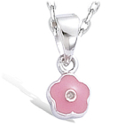 Les Tr&eacute;sors De Lily [G1068] - Pendentif Argent 'Fleur' rose argent&eacute; (rhodi&eacute;) - 8 mm ry&scaron;kiai rožinė