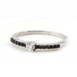 Bague Argent 'Scarlett' noir blanc