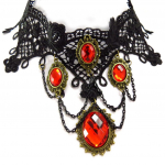 Les Tr&eacute;sors De Lily [K6575] - Parure cr&eacute;ateur 'Courtisanes' rouge noir (dentelle)