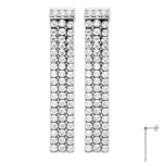 Les Tr&eacute;sors De Lily [Q4162] - Boucles Argent 'Sissi' blanc argent&eacute; (rhodi&eacute;) - 28x5 mm
