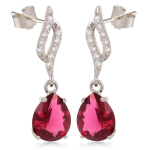 Les Tr&eacute;sors De Lily [Q8856] - Boucles Argent 'Sissi' rubis blanc argent&eacute; (rhodi&eacute;) - 22x6 mm