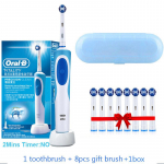 &bdquo;Oral B Dual Clean&ldquo; elektrinis dantų &scaron;epetėlis, vibruojantis, įkraunamas &bdquo;Oral B&ldquo; dantų &scaron;epetėlis su 8 &scaron;epetėlių galvutėmis ir laikymo dėžute