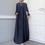 Mygtukas priekyje Kaftan chalatas ilgomis rankovėmis mar&scaron;kiniai ki&scaron;eniniai moteri&scaron;ki maxi suknelė chalatai Artimųjų Rytų modeliai musulmoni&scaron;ko stiliaus Kukli drabužiai ruduo 3XL
