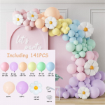 141vnt Daisy balionas girliandos arka Macaron saldainių spalvotas balionas mergaičių princesės gimtadienio vakarėlio vestuvių dekoras kūdikių du&scaron;as as the picture beige