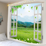 Forest Avenue The Window Printed Gobelenas Dekoratyvinis Mandala Gobelenas Namų dekoras Didelis Hipis Peizažas Pakabinamas ant sienos 95x73cm