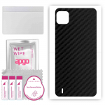 apgo Protective Skin Sticker for the back compatible with Wiko Y82, Wrap Film, Foil, Vinyl - Pattern Carbon Black