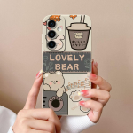 Telefono dėklo dangteliai, skirti Samsung Galaxy S24 Ultra F15 S24+ A55 A15 M15 Cute Bear Animacinio modelio smūgiams atsparus silikoninis mink&scaron;tas auk&scaron;tos kokybės buferis, skirtas Samsung Samsung A55