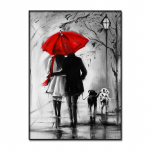 Abstract Oil Painting Lovers in Red Umbrell Canvas Plakatai Sienų dailės spaudinys &Scaron;iuolaikinė tapyba &Scaron;iaurės &scaron;alių vaikų miegamojo apdaila Paveikslėlis be rėmelių 50*70cm No Frame