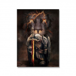 Riterio plakatas Krik&scaron;čionių liūtas ir tikėjimo &scaron;arvai Drobė Tapyba Menas Paveikslas Velykų dienos dovanos Svetainės namų dekoras be rėmelio 21*30cm No Frame