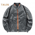 Vyri&scaron;ka beisbolo striukė stovi apykaklė ilgomis rankovėmis užtrauktuku Užsegamas laisvalaikio paltas su ki&scaron;enėmis, briaunoti rankogaliai, apatiniai apatiniai drabužiai