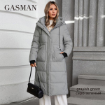 GASMAN 2024 Moteri&scaron;ka striukė ilga Fashion Grace moteri&scaron;kos žieminės pūkinės striukės Ki&scaron;enė su užtrauktuku su diržu parkas auk&scaron;tos kokybės vir&scaron;utiniai drabužiai 88602 XXL