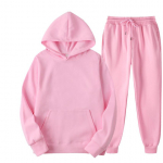 Unisex Autumn Plus Velvet Fleece Sportinis Kostiumas Paprastas Vienspalvis Storas Megztinis ir Ilgos Kelnės Dviejų dalių komplektas Vyri&scaron;kas Moteri&scaron;kas Sportinis Kostiumas L rožinė