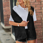 Kauboji&scaron;ka liemenė, Camisole, madinga džinsinė liemenė be rankovių L juoda