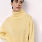 Moteri&scaron;kas rudens žiemos priežastinis megztinis megztinis su auk&scaron;ta apykakle L kava