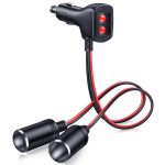 1&ndash;2 automobilinių lizdų skirstytuvas, maitinimo įkroviklio prievadas, 16 AWG 12/24 V ki&scaron;tukinis lizdas, 2 krypčių skirstytuvas su 10 A saugikliu