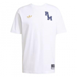 Adidas Originals Vrct FW24 Real Madrid Megztinis su apvalia apykakle Patogūs trumpomis rankovėmis Mar&scaron;kinėliai Vyri&scaron;ki Vir&scaron;utiniai drabužiai Balti JL6116 L