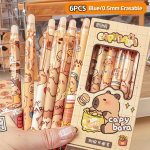 6 vnt Kawaii mielas Capybara gelio ra&scaron;iklių rinkinys Animacinių filmų greitai džiūstantis spaudžiamas neutralus ra&scaron;ikliai esteti&scaron;kos ra&scaron;tinės reikmenys mokykliniai biuro reikmenys