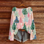 Madingas moteri&scaron;kas kasdienis ilgomis rankovėmis megztas siūlais Kalėdų ra&scaron;to apvalaus kaklo megztinis XL arbūzo raudonos spalvos