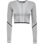 Adidas X Stella McCartney Bendro Prekės Ženklo Dryžuotas Trumpas Ilgomis Rankovėmis Sportinis Vir&scaron;us Moteri&scaron;ki Vir&scaron;utiniai Drabužiai Pilkas HR4511 M