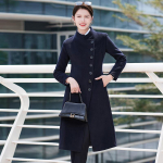 Women's Chinese Style Wool Blend Mid-Length Work Coat 4XL