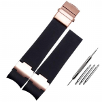 Silikoninis gumos laikrodžio dirželis 22 mm i&scaron;lenktas Ulysse Nardin DIVER 263 dirželiui juodas rudas mėlynas 25*12 mm paauk&scaron;tintas vandeniui atsparus laikrodžio dirželis 22mm