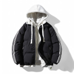Vyri&scaron;ka žieminė dviejų dalių imitacinė striukė paltas vyri&scaron;kas storas &scaron;iltas parkas pūkinė striukė Harajuku su gobtuvu paltai 4XL juoda