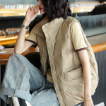 Pūkinė medvilninė stovima liemenė pavasarį ir rudenį dėvi nedidelę madą ir palaiko &scaron;ilumą su plona liemene XL balta