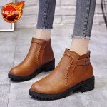 Madingos Eleganti&scaron;kos Vidutinio Kulno Odinės &Scaron;iltos Ankle Boots Moterims Ruduo Žiema Apvalus Pir&scaron;tas Trumpi Batai Dizainerio Prabangūs Moteri&scaron;ki Trumpikės 43