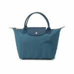 Longchamp Le Pliage Green Sulankstoma drobės krep&scaron;ys-dovanėlė su trumpomis rankenomis, pagamintas i&scaron; perdirbto audinio, mažas moteri&scaron;kas krep&scaron;ys, povas-mėlynas 1621919P89 Basic Set (Bag)