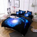 Prabangus Galaxy tamsiai mėlynas patalynės komplektas Viengulis, Dvigulis, Karalienės, Karaliaus dydžio Antklodės/Antklodės užvalkalų komplektas Blizgančios žvaigždės Žvaigždėtas dangus Antklodės užvalkalas 135x200cm