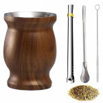8oz Yerba Mate puodelio rinkinys, dvigubos sienelės, 304 nerūdijančio plieno mate moliūgas, kar&scaron;tį i&scaron;laikantis puodelis su 2 &scaron;iaudeliais ir valymo &scaron;epetėliu gėrimams 8oz